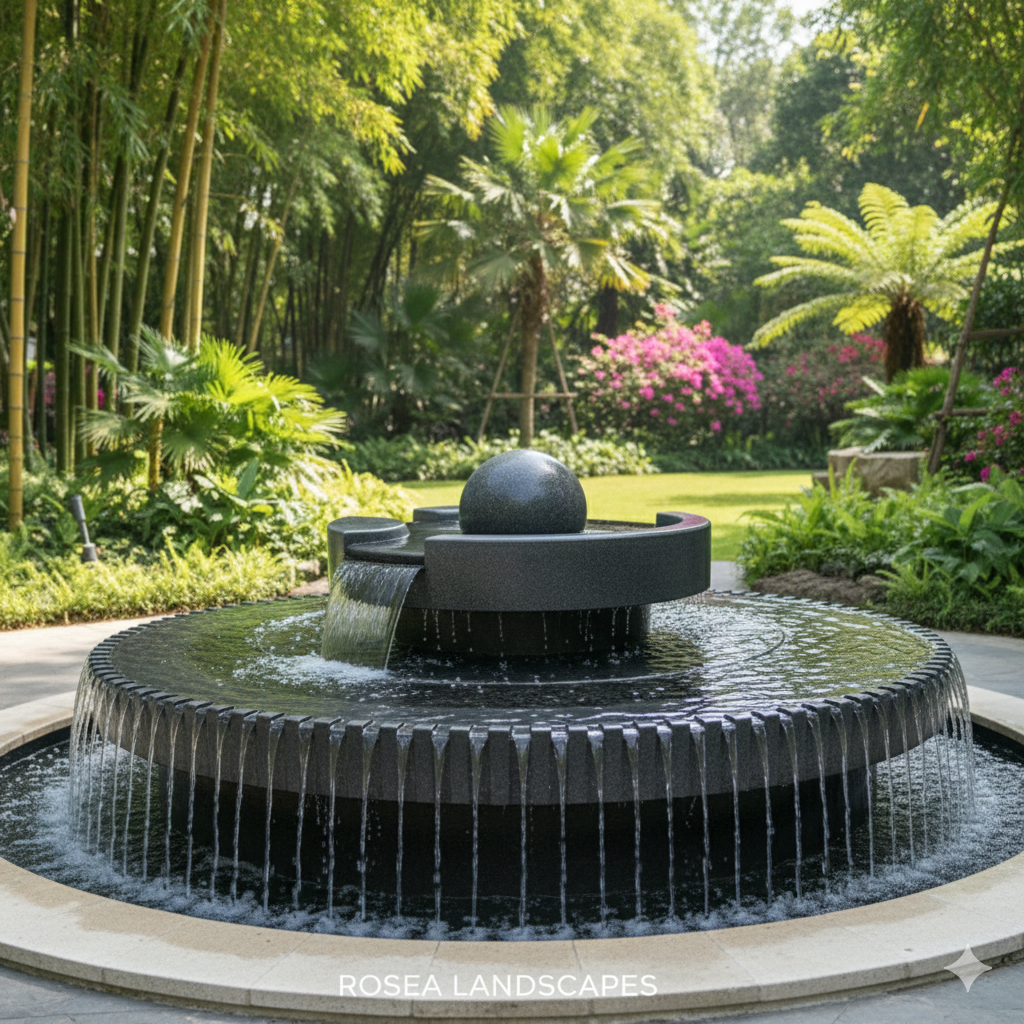 Luxury pools and waterbodies in Bangalore with natural stone finish